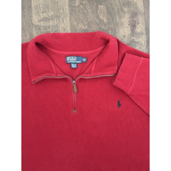 Polo Ralph Lauren Other - Polo Ralph Lauren Men Red Quarter Zip Pullover Navy Blue Pony Mock Neck Size 4XB